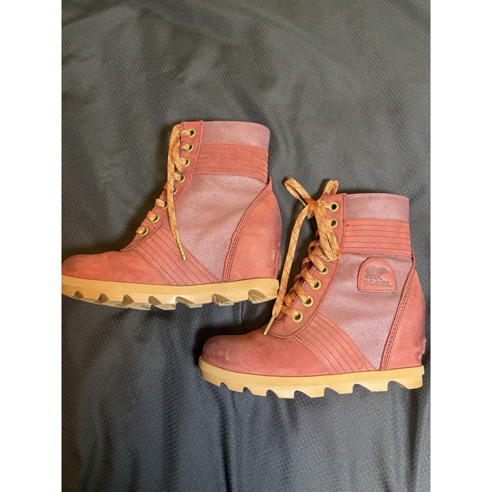 SOREL Hidden Wedge Boot~Joan Arctic Lexi Lace Up Waterproof ~US 8~Rose Leather - Picture 13 of 16